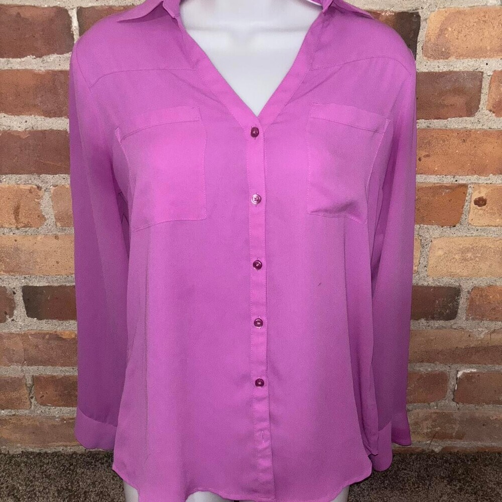 Express Women's Magenta Long Sleeve Blouse